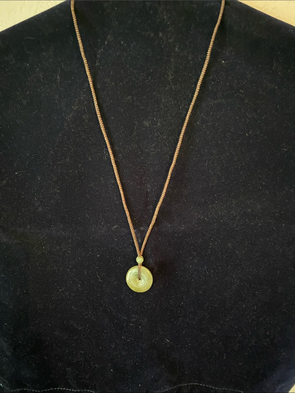 Green Jade Donut Pendant Necklace